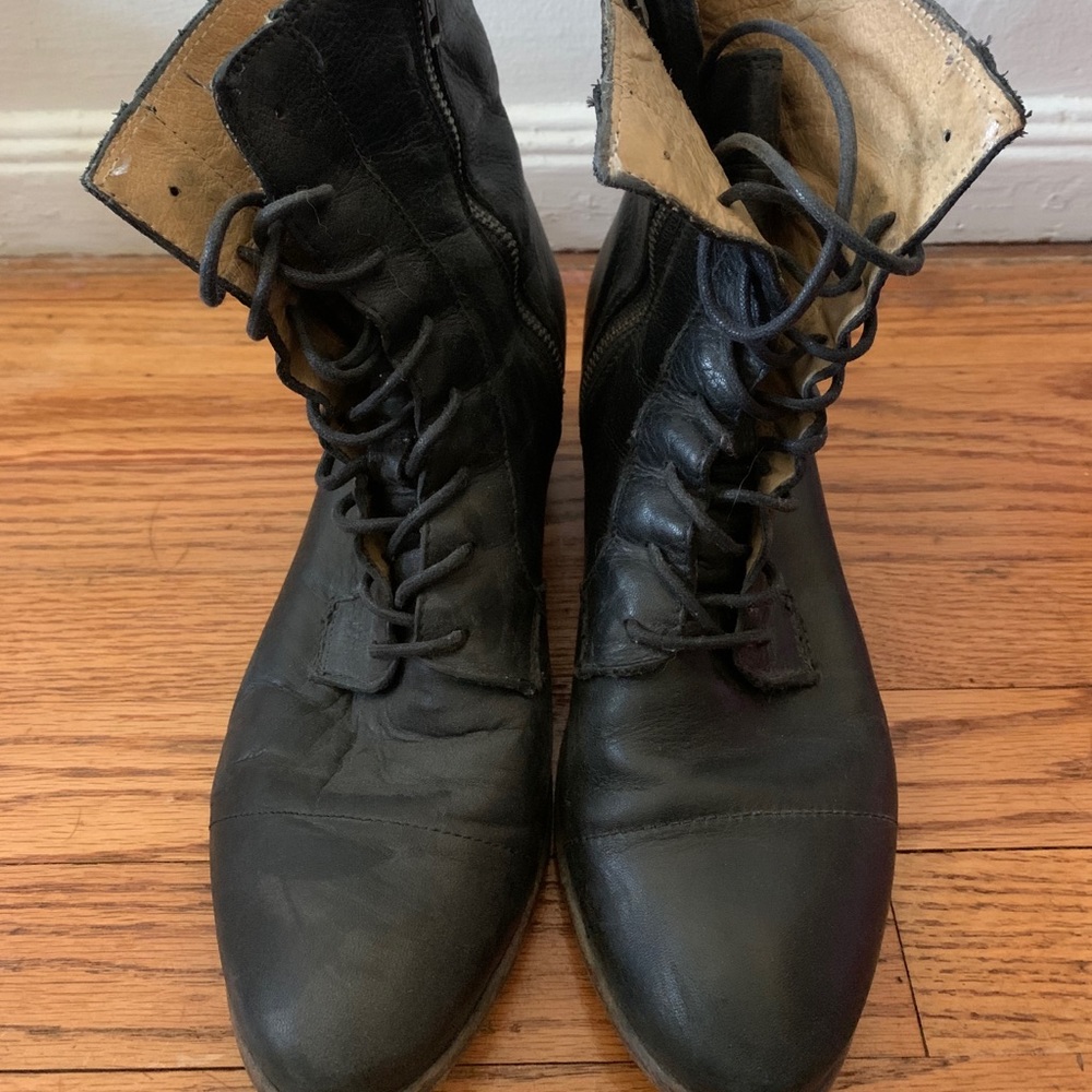 Frye Black lace up booties